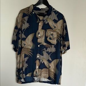 All Saints Blue Tropical Print Men's Shirt